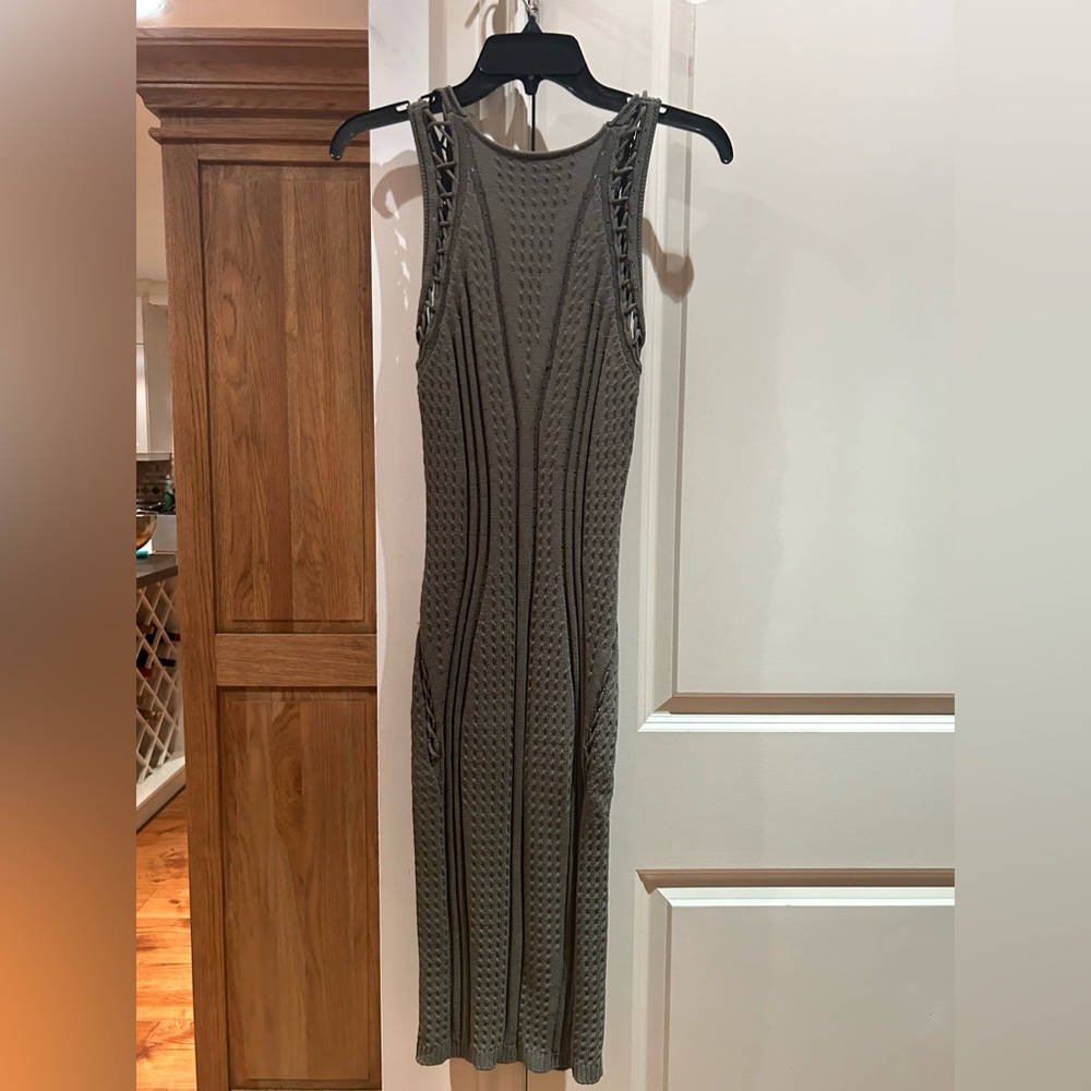 RONNY KOBO green knit v neck green dress bodycon medium - Picture 6 of 11